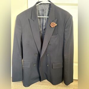 zara double breasted suit blazer us 42 navy